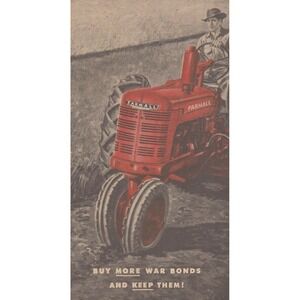 International Harvester Farmall Tractor Buy War Bonds Vintage Print Ad 1945